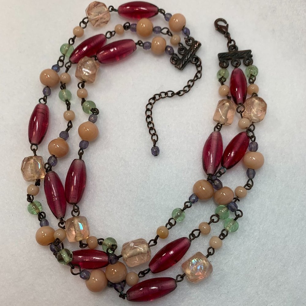 Pastel Beaded Multi-Strand Chain Choker/Necklace